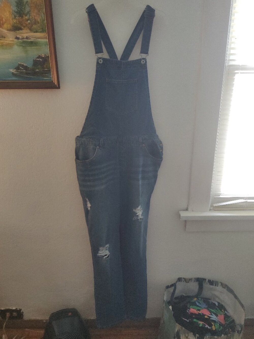 Love tree distressed overalls size large